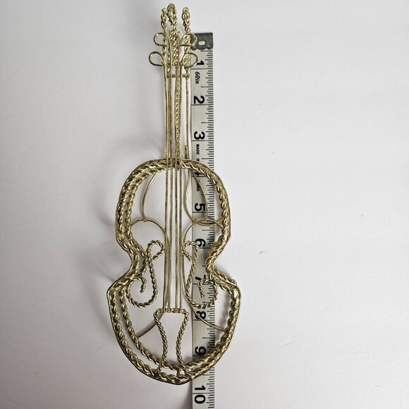 Set of 3 Vtg Gold-Tone Wire Musical Instruments French Horn, Mandolin, Violin - Picture 9 of 11